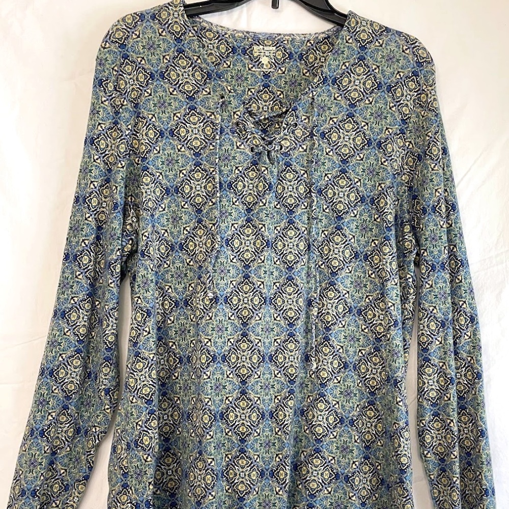 Geometric Teal Lace-up Tunic
